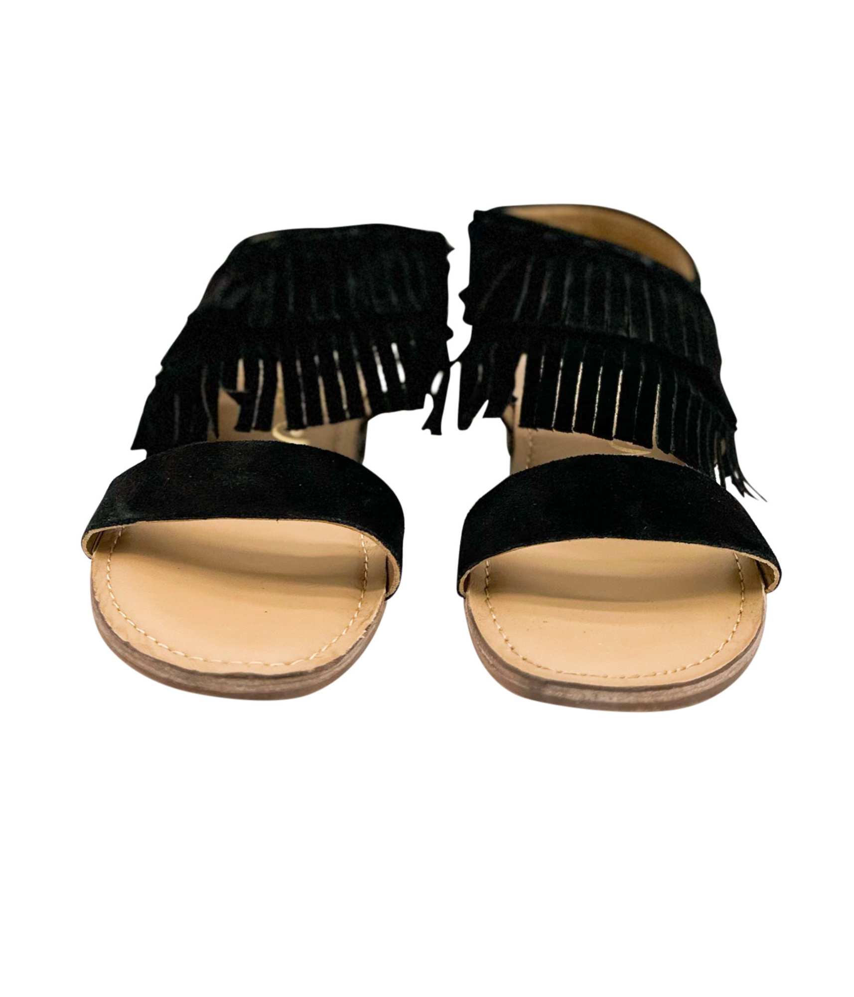 Fringe Star Sandal Black Faux Suede Boho Chic Footwear Naughty Monkey