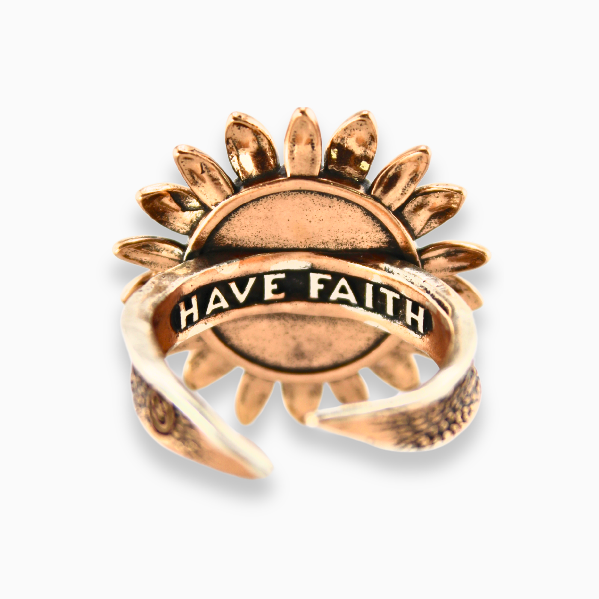 Have Faith Sunflower Inspire Adjustable Ring Katia Designs