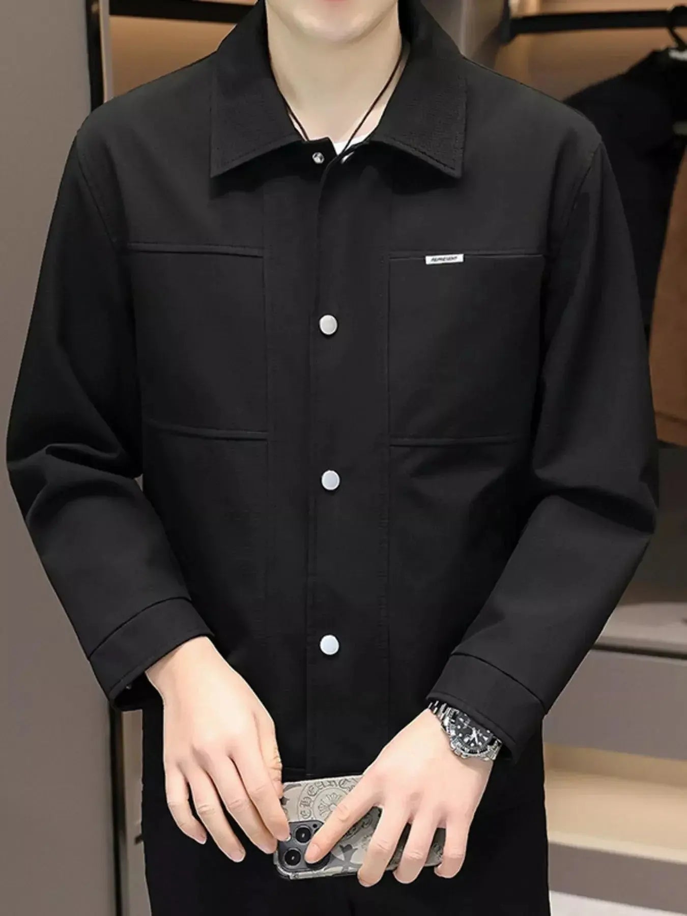 Men's Plus Size Snap Down Long Sleeve Jacket Simply Love