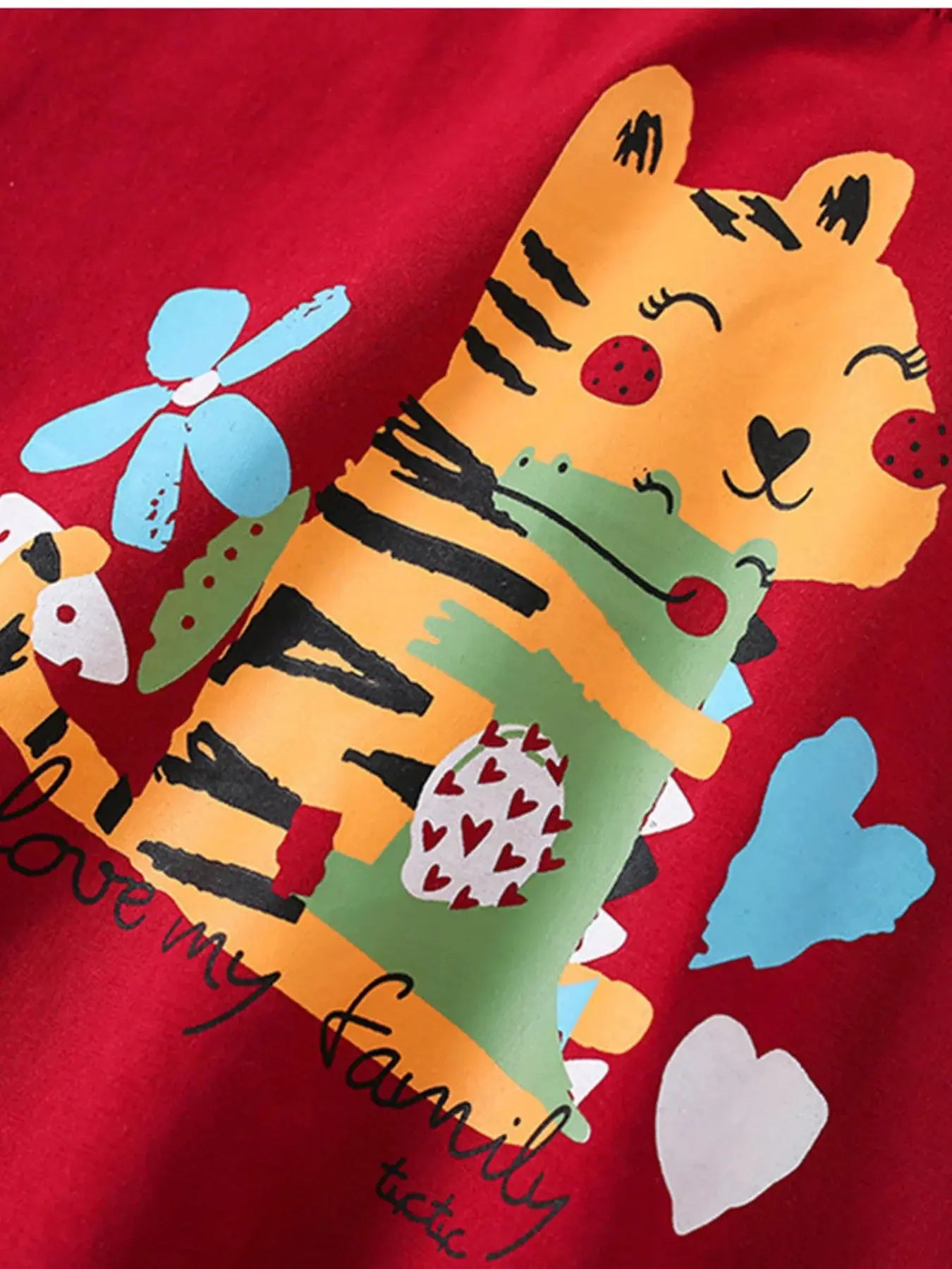 Children's Cartoon Tiger Graphic Ruffle Sleeve T-Shirt Simply Love