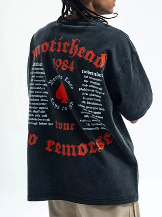 Men's Vintage Letter Graphic Washed T-Shirt Simply Love