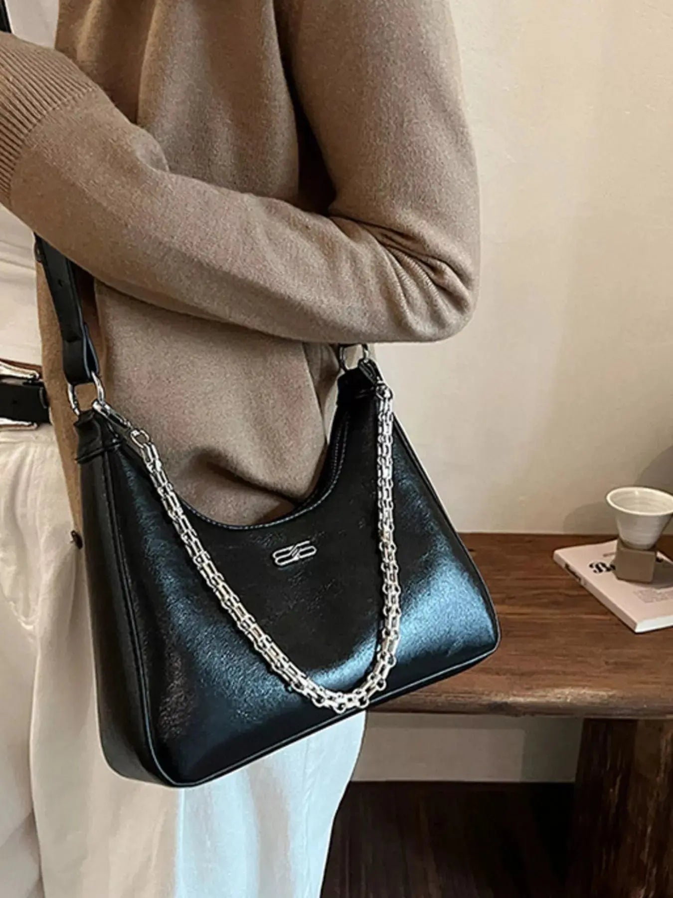 Chain-Accented Crossbody Bag Simply Love