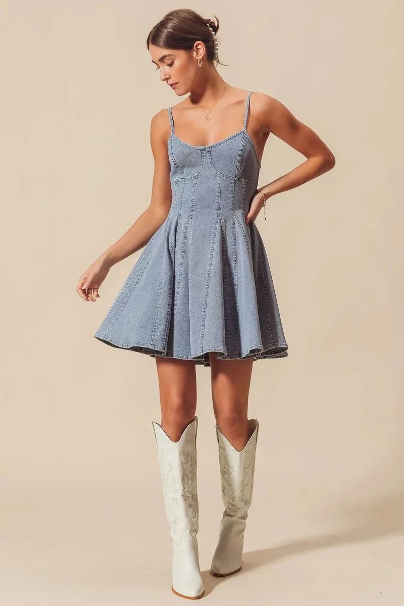 SO ME A Line Fit and Flare Denim Mini Dress Coco’s Tee Boutique