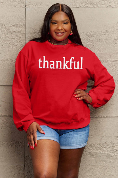 Simply Love Full Size THANKFUL Graphic Sweatshirt.