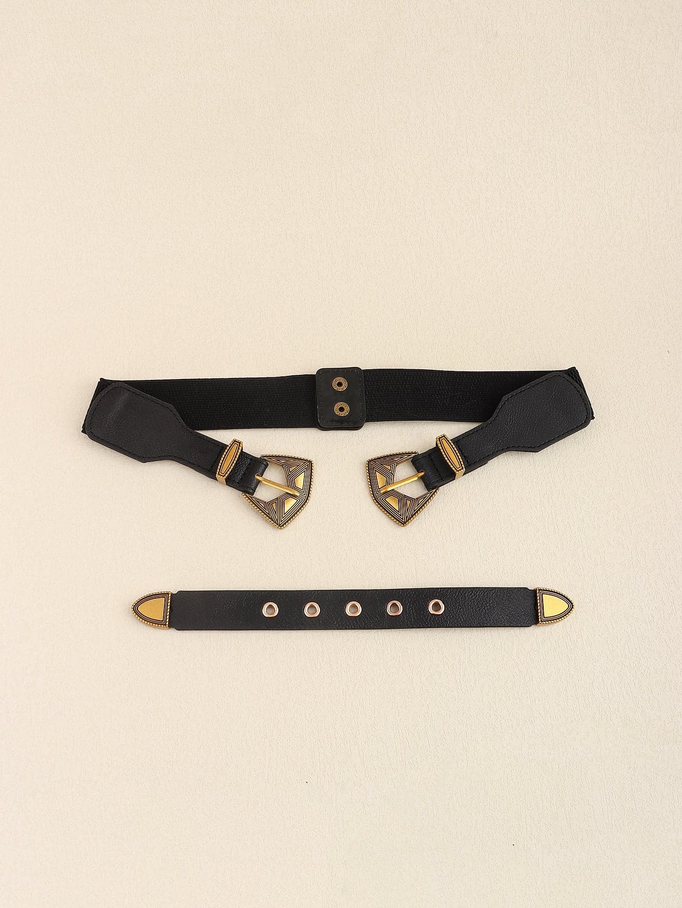 Double Buckle PU Leather Belt.