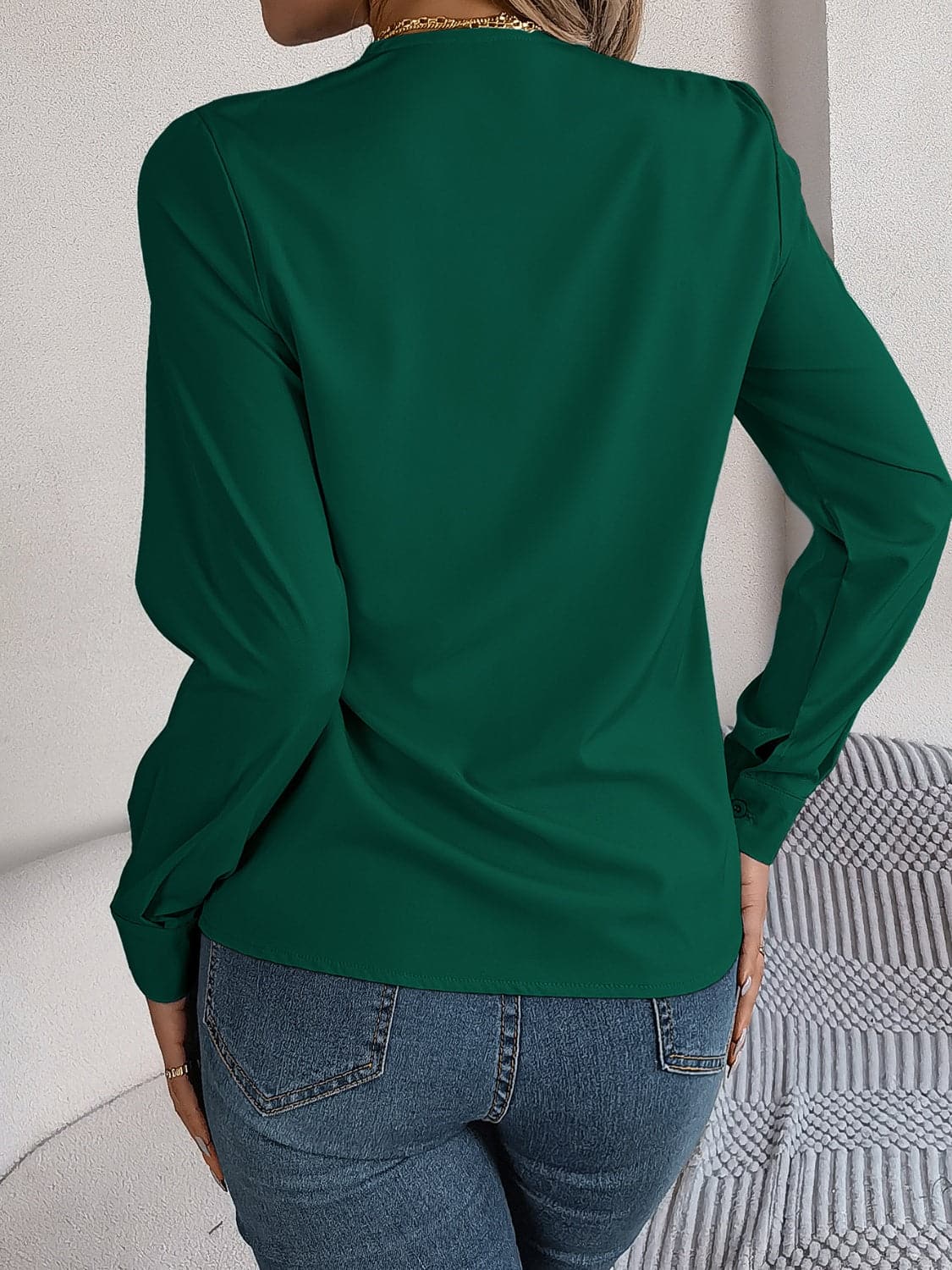 V-Neck Long Sleeve Blouse.