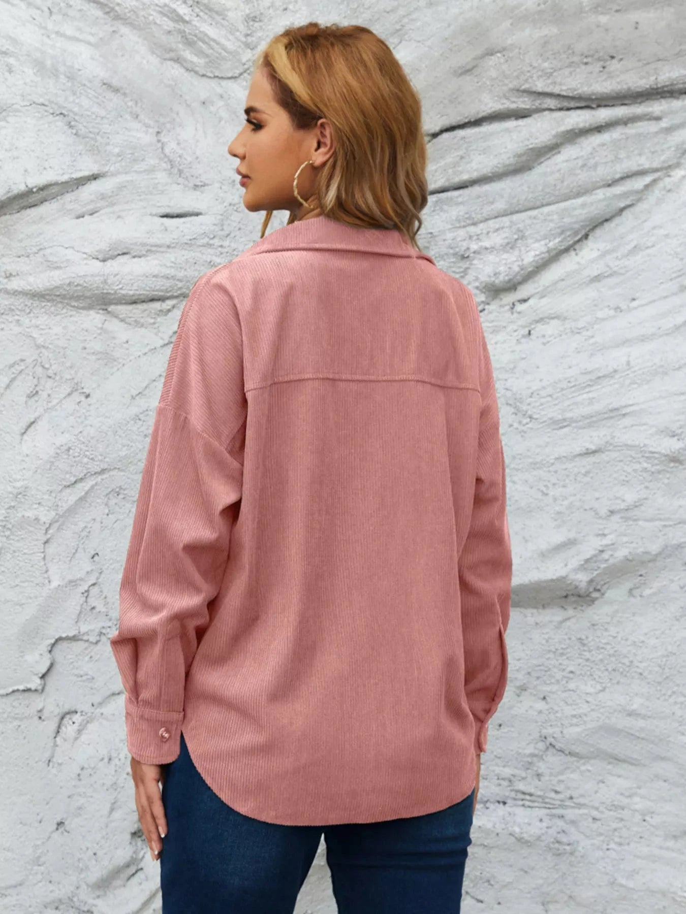 Corduroy Button Up Shirt With Pockets For All Seasons Simply Love