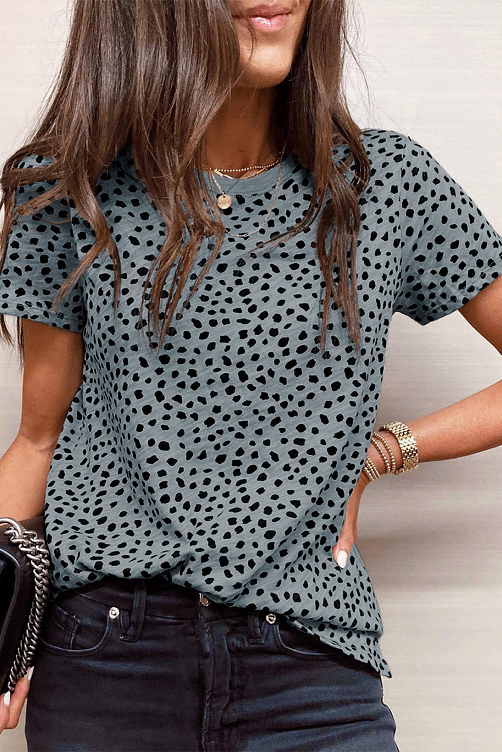 Apricot Cheetah Print Casual Crew Neck T Shirt - Product image 13 T Shirts by Divine Design4U