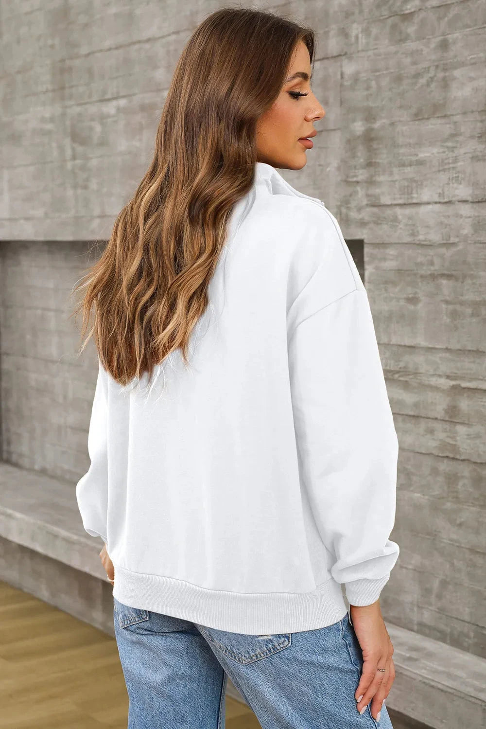 Quarter Zip Dropped Shoulder Sweatshirt Coco’s Tee Boutique