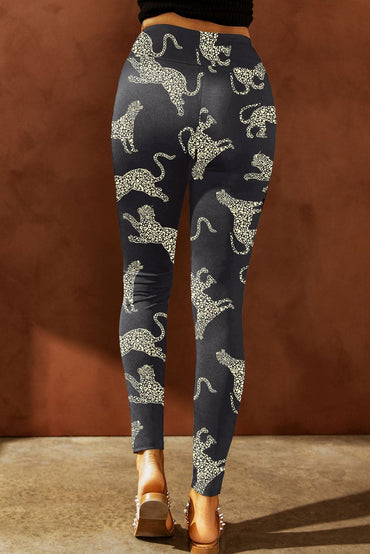 Animal Printed Distressed High Waist Leggings.