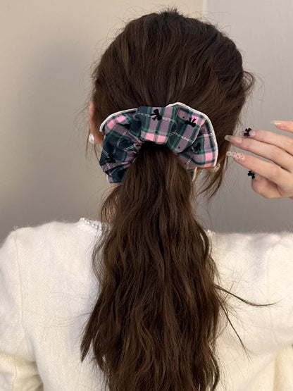 Chic plaid trio elastic hair scrunchies