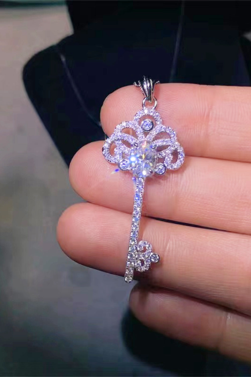 1 Carat Moissanite Key Pendant Necklace Coco’s Tee Boutique
