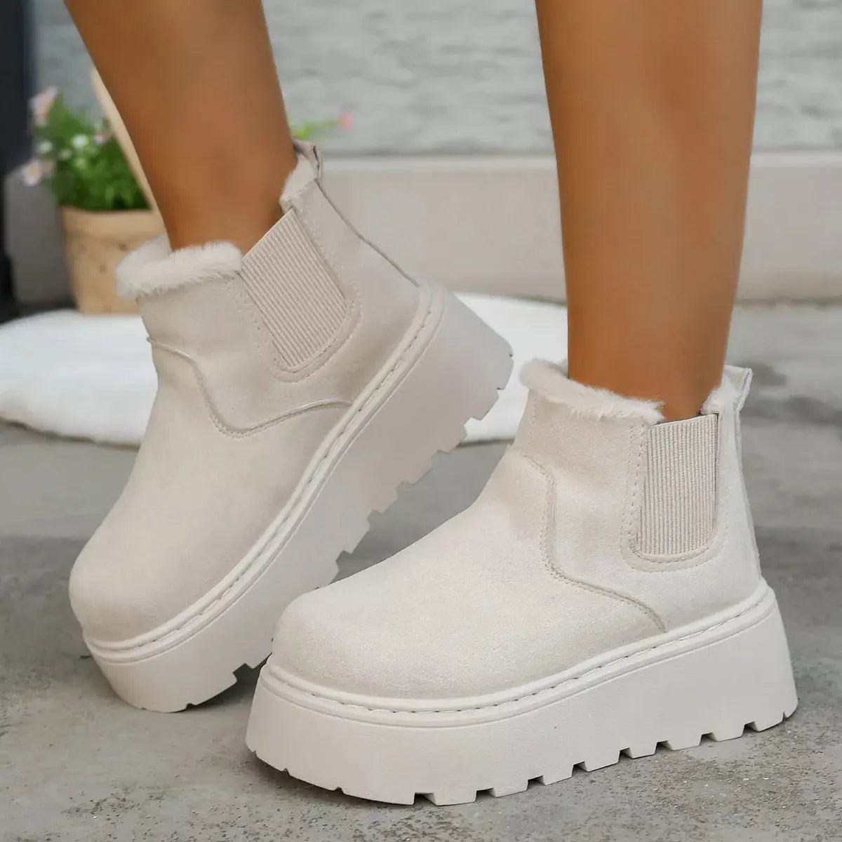 Fur Lining Platform Boots Simply Love
