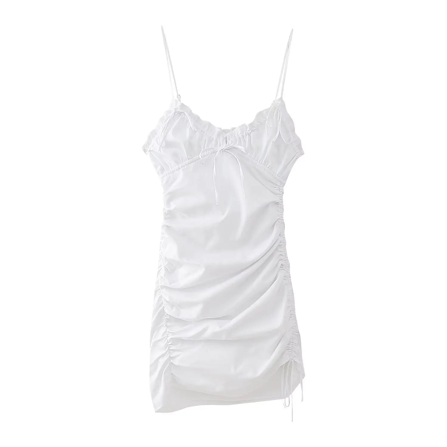 Summer Women Clothing Slim Fit Bow Decorative Pleated Short Dress Bella Mia