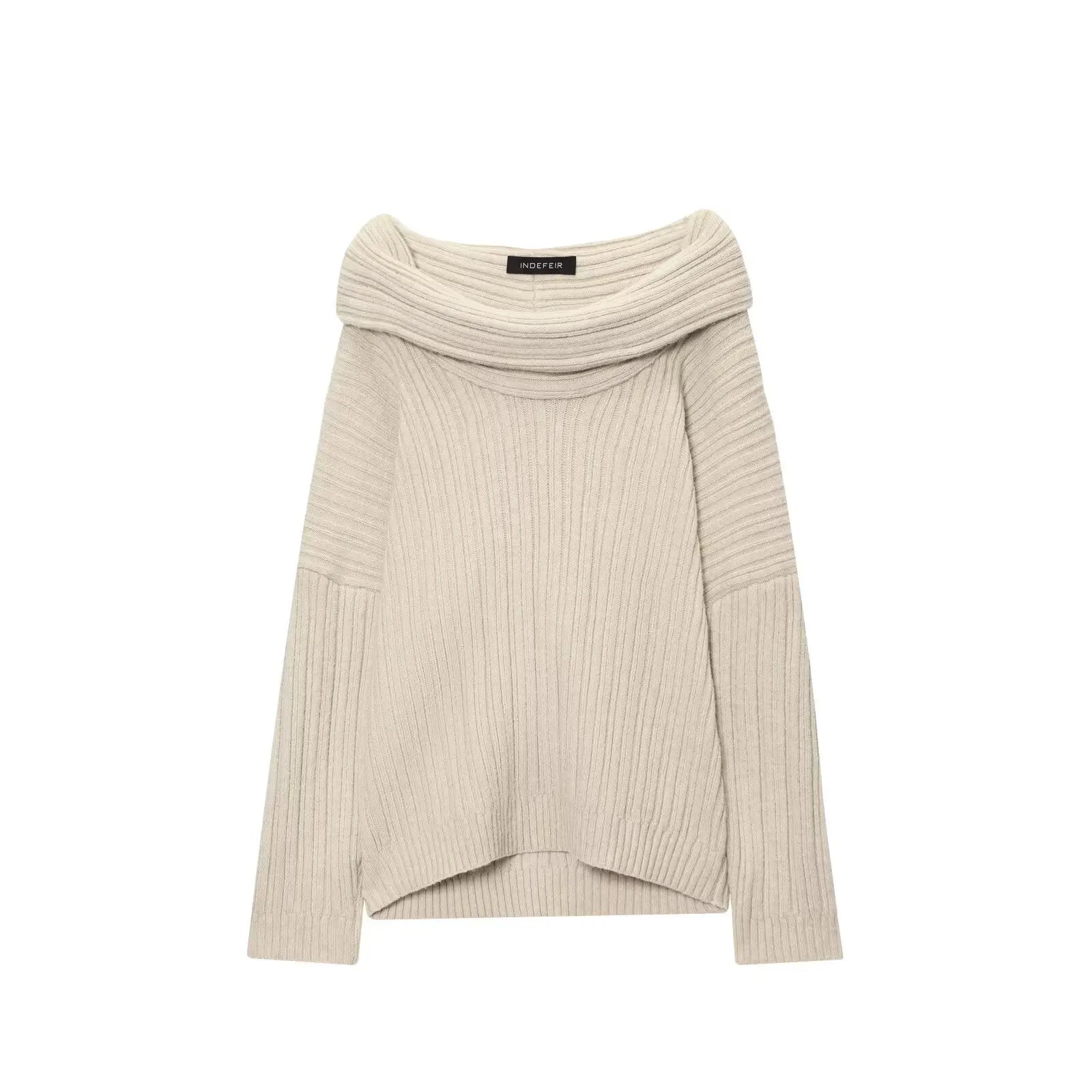 Trendy Casual All Matching Lazy off Shoulder Shoulder Knitwear Sweater Women Bella Mia