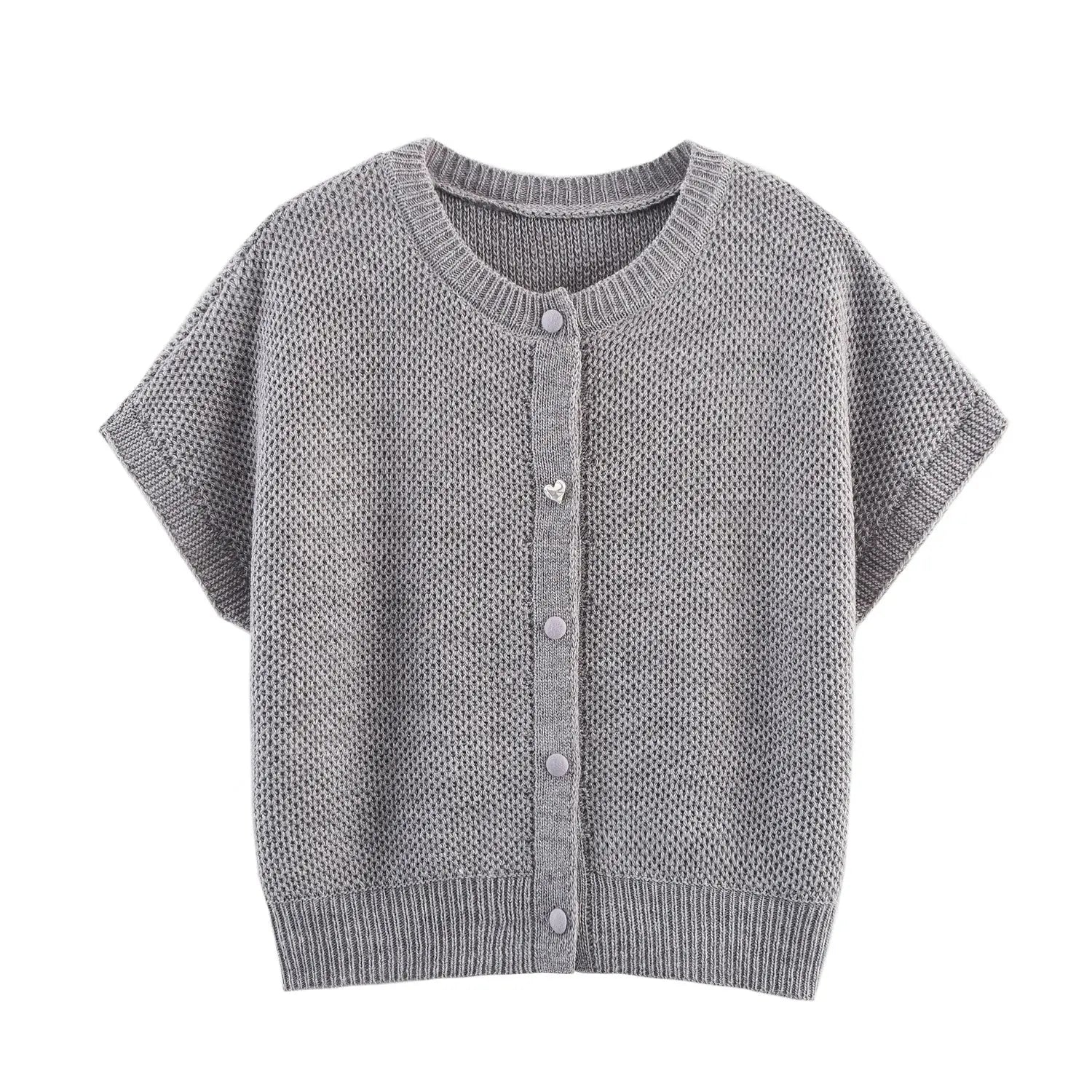 Fall Women Clothing Simple round Neck Fishnet Pin Waistcoat Knitted Vest Cardigan Bella Mia