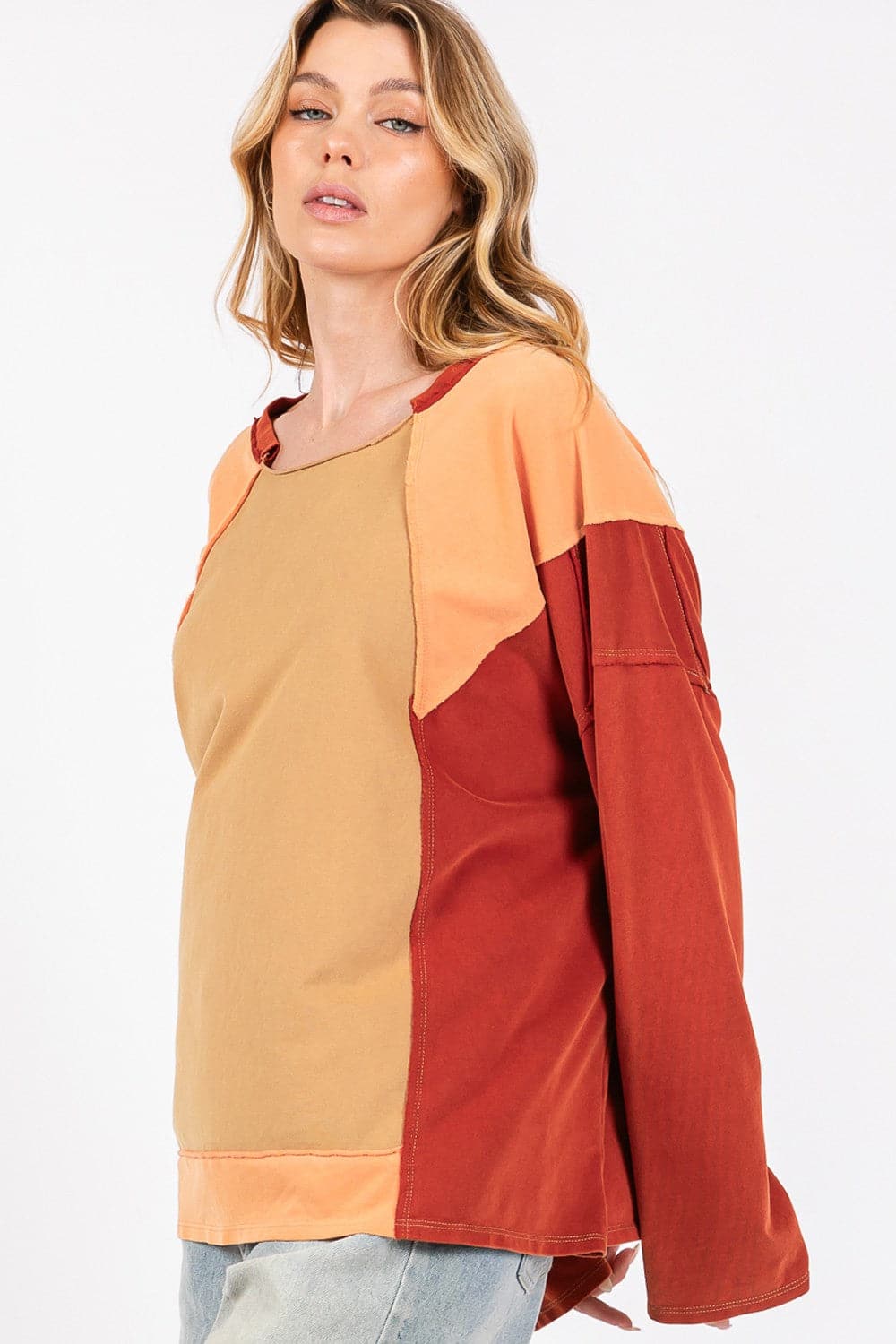 SAGE + FIG Mineral Wash Color Block Top.