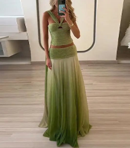 Women Clothing Fashionable Gradient Color Printing Suit Bella Mia