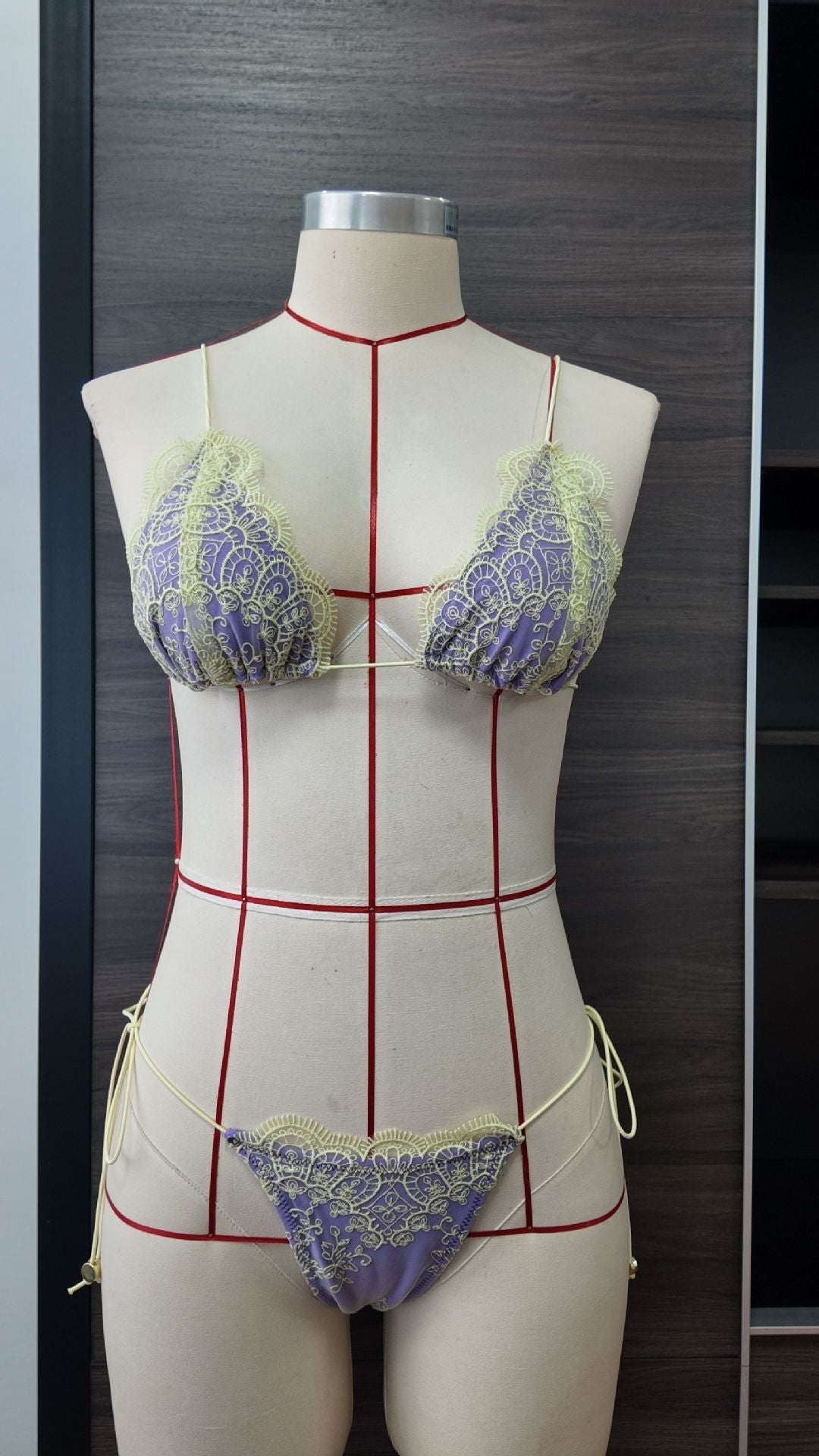 Lace up Lace Sexy Bikini Lace Two Tone Split Swimsuit Women Bella Mia