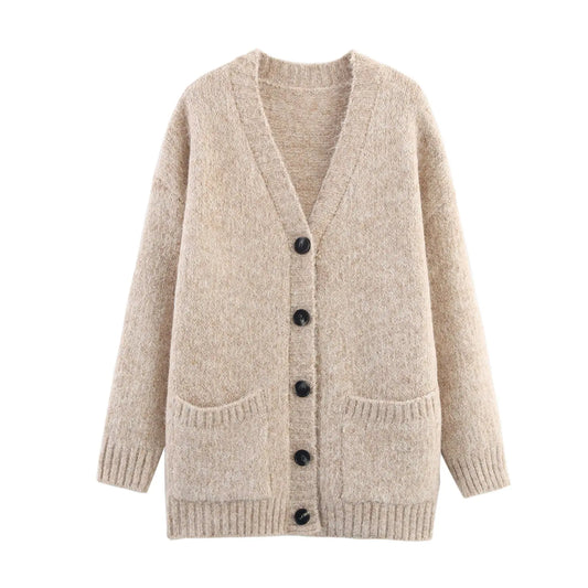 Women Clothing Autumn Lazy Autumn Winter Simplicity V neck Single Breasted Coat Bella Mia