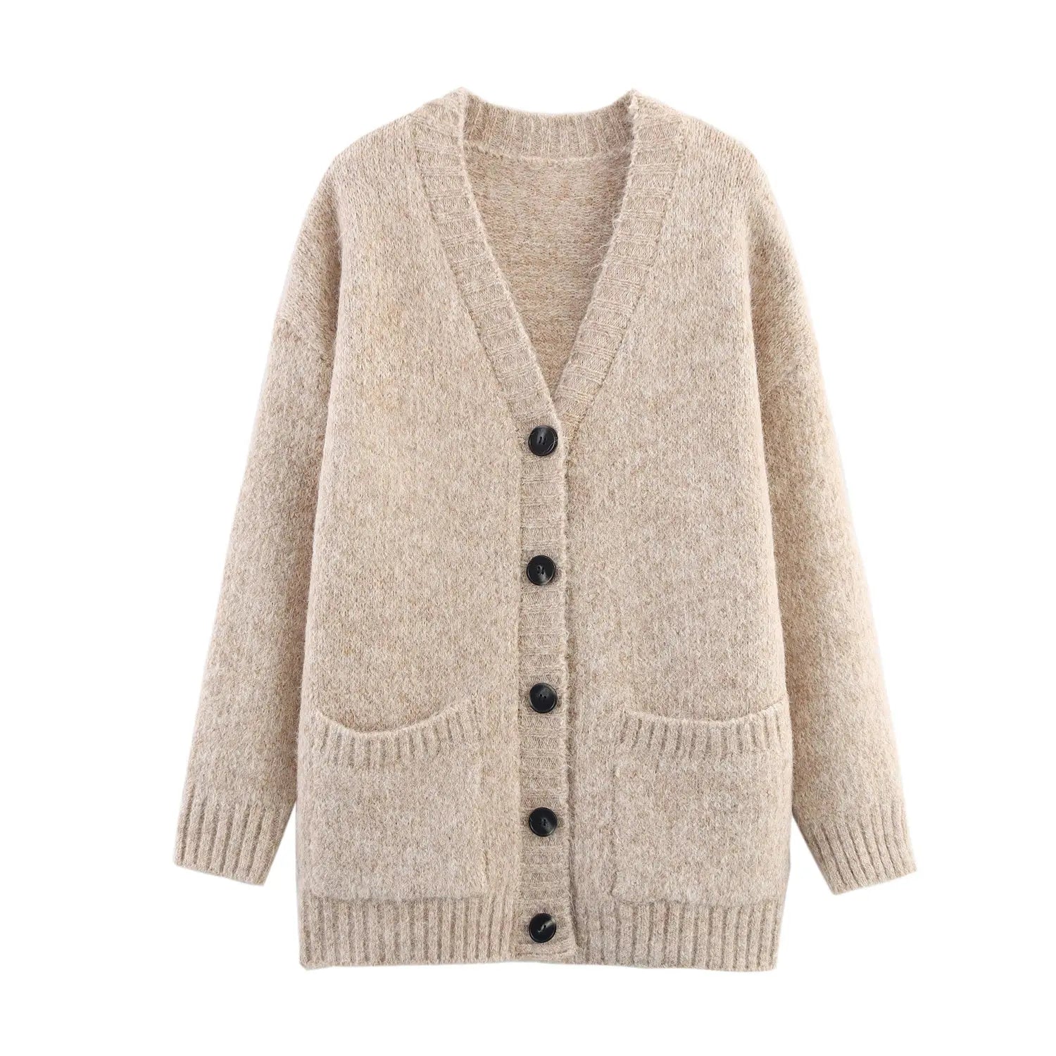 Women Clothing Autumn Lazy Autumn Winter Simplicity V neck Single Breasted Coat Bella Mia