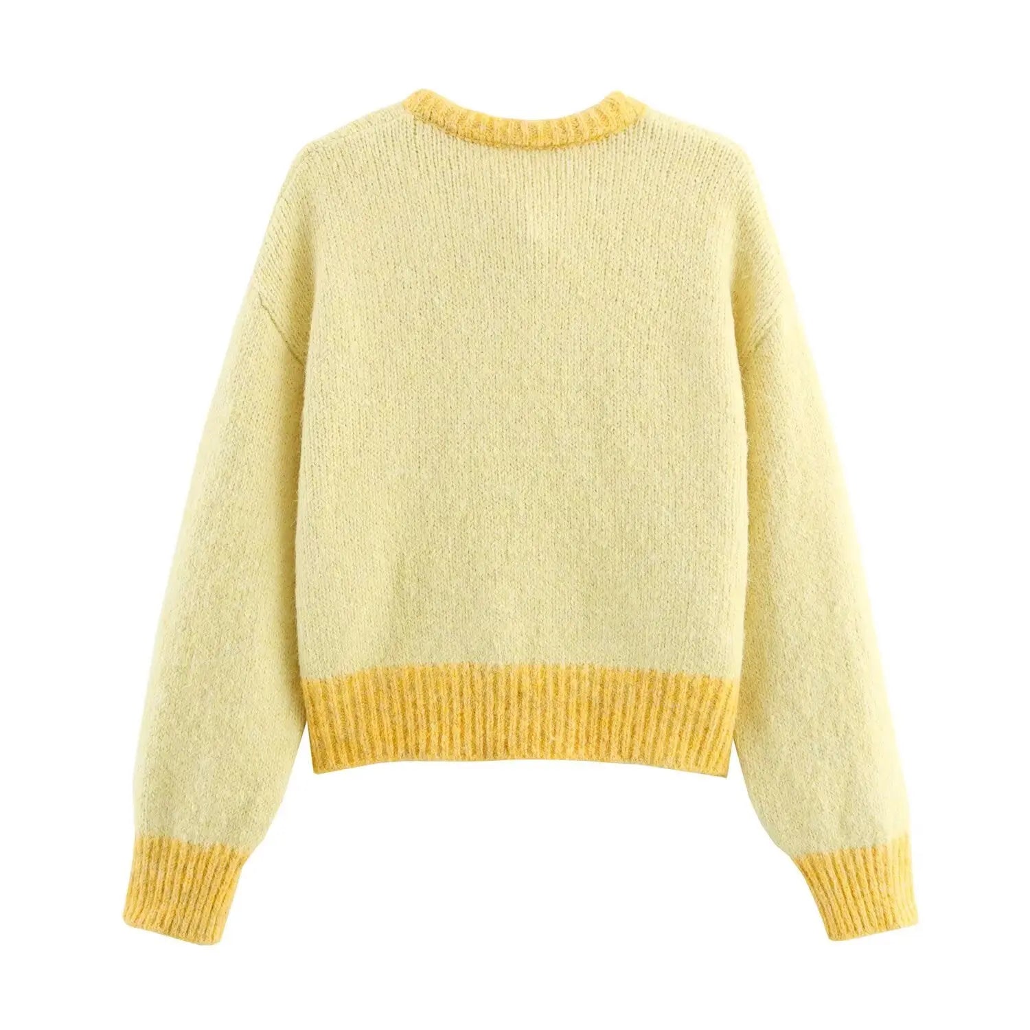 Women Fall Bowknot Knitwear Coat With Long Sleeves Round Neck Bella Mia