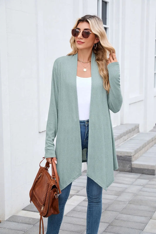 Women Clothing Autumn Solid Color Long Sleeved Knitted Cardigan Coat Long Shirt Women Bella Mia