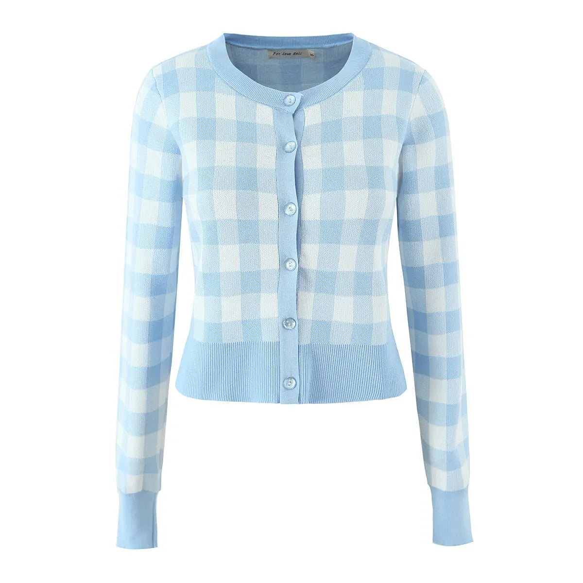 French Girlish Milk Fufu Fresh Plaid Short Knitted Cardigan Sweater Coat Bella Mia