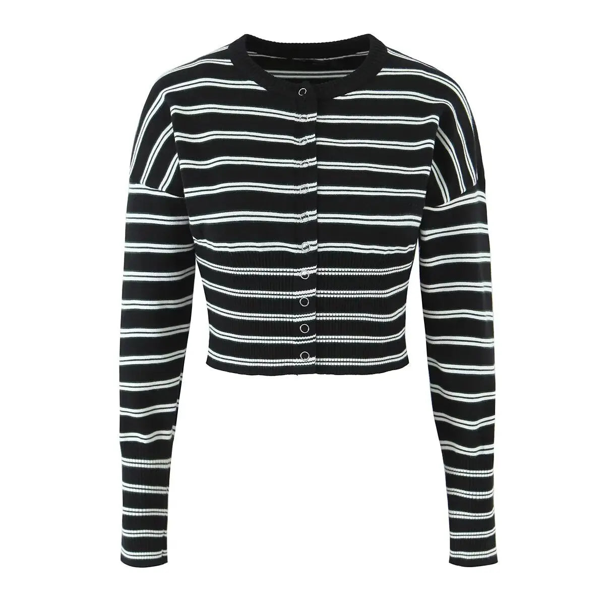 Fall Striped Sweater Top Sexy Slim Slimming Single Breasted Cardigan Coat for Women Bella Mia