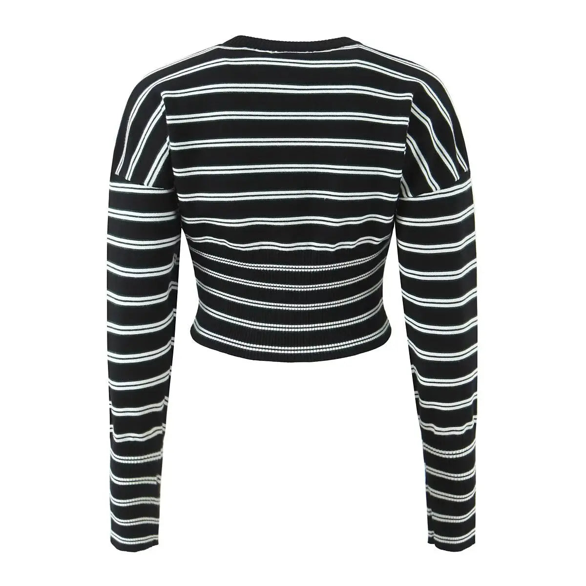 Fall Striped Sweater Top Sexy Slim Slimming Single Breasted Cardigan Coat for Women Bella Mia