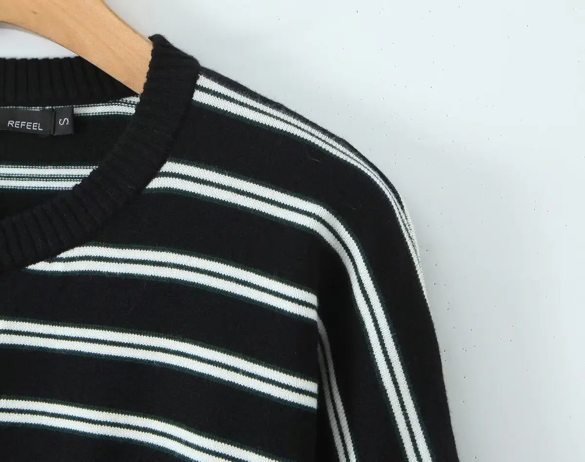 Fall Striped Sweater Top Sexy Slim Slimming Single Breasted Cardigan Coat for Women Bella Mia