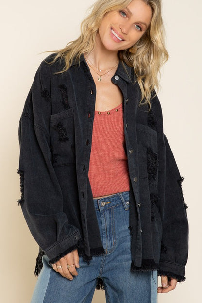 Fringe rebel oversized denim jacket