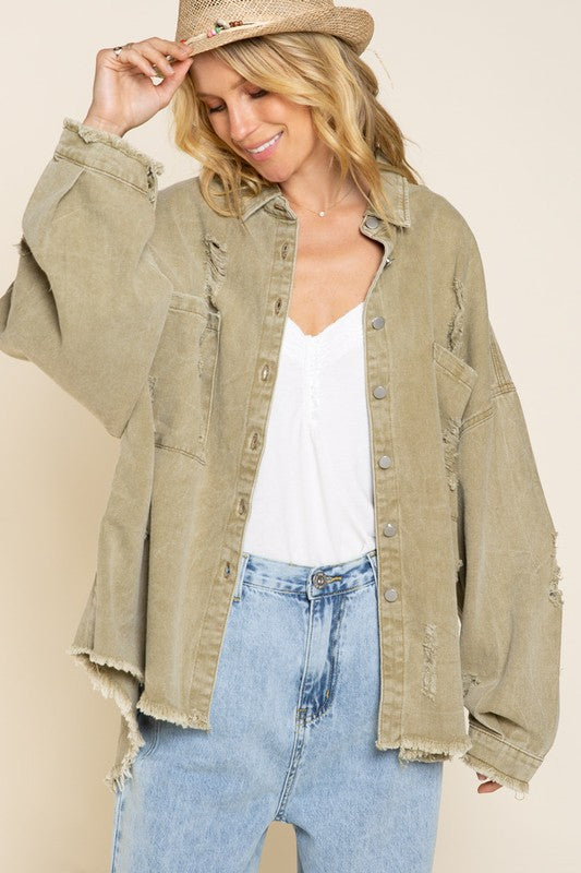 Fringe rebel oversized denim jacket