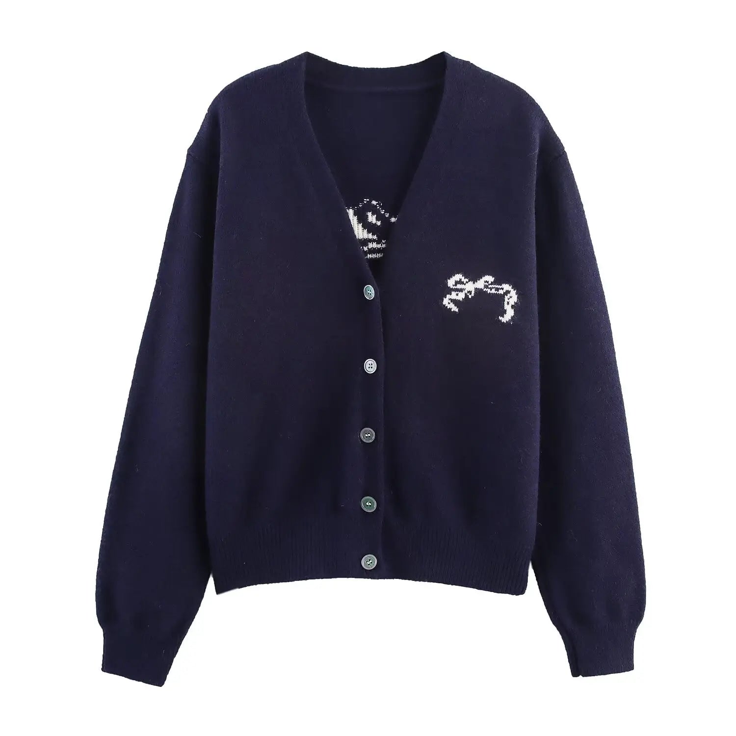 Autumn Women Casual All Match Loose Bow Ribbon Jacquard Sweater Bella Mia