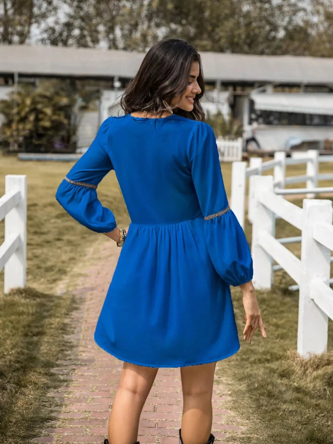 Long Sleeve Mini Dress with Contrast Trim Coco’s Tee Boutique