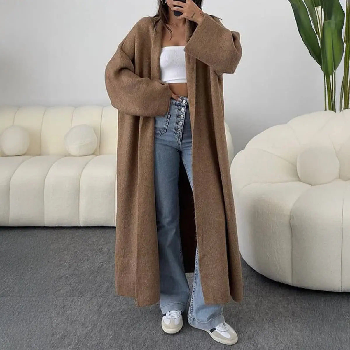 Long Sleeve Wool Overcoat Trench Coat Sweaters Women Clothing Autumn Winter Bella Mia