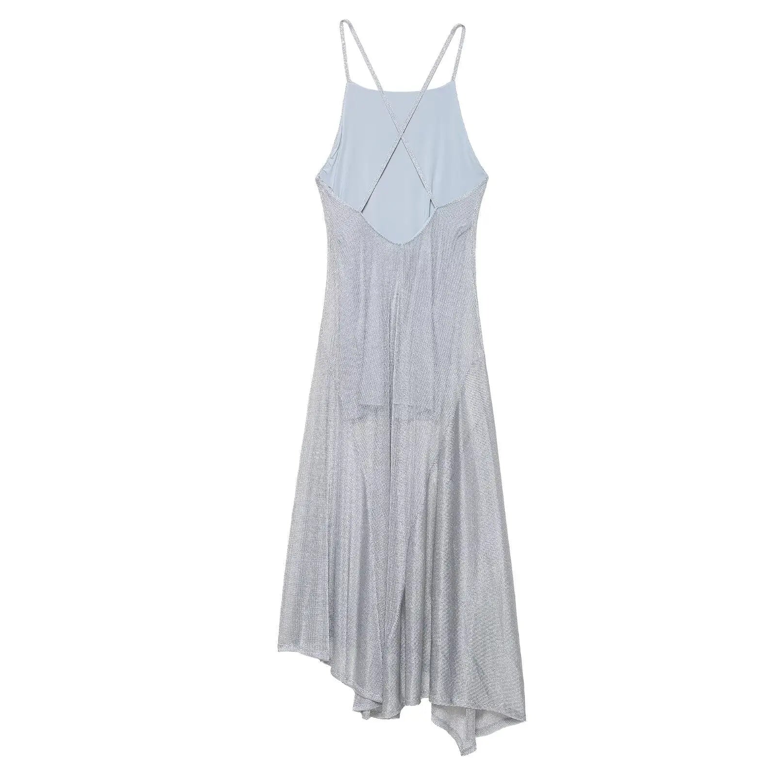 Women Wear Metal Color Thread Midi Dress Sling Dress Bella Mia