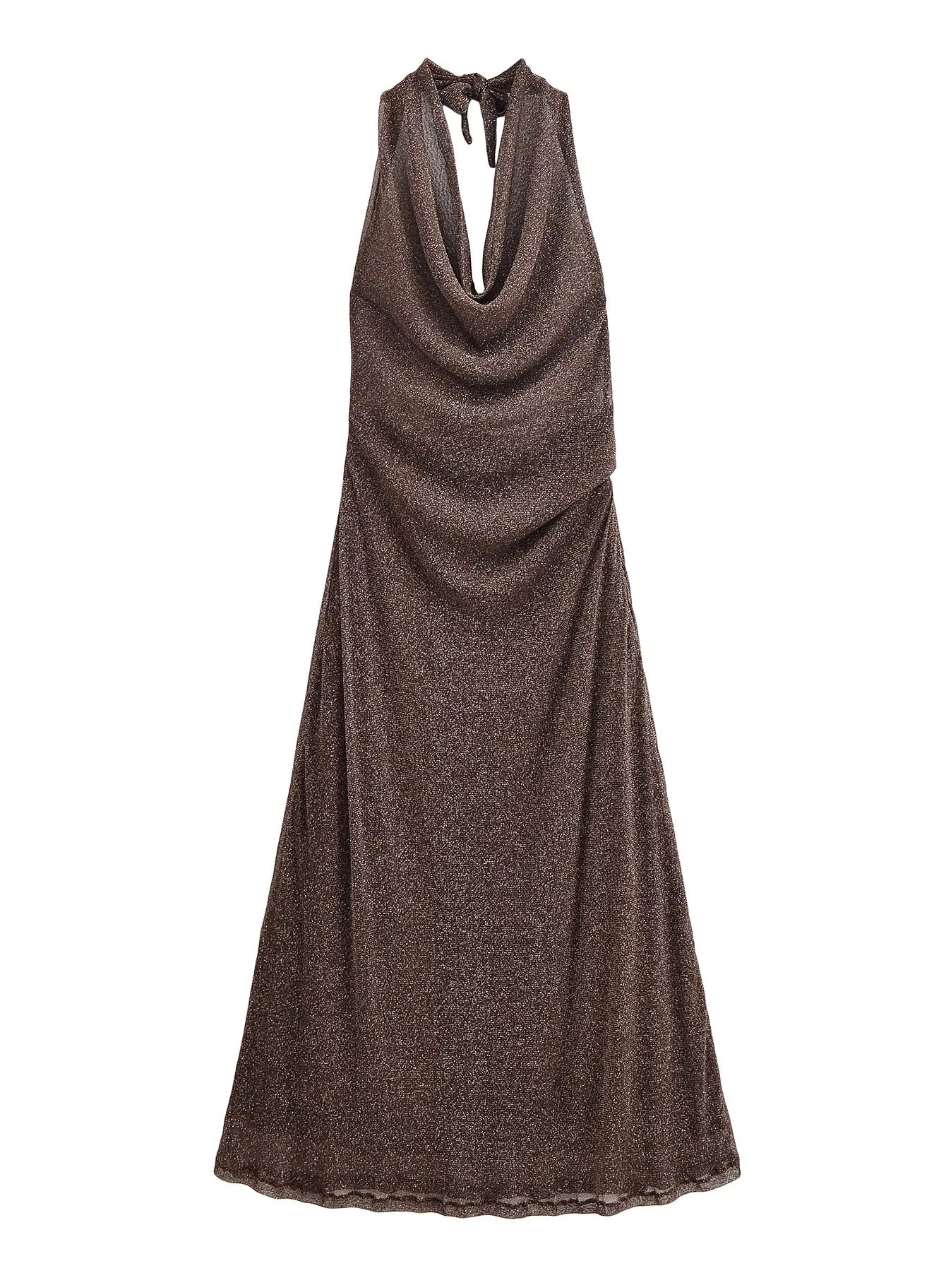 Women Clothing Autumn Backless Metallic Dress Bella Mia