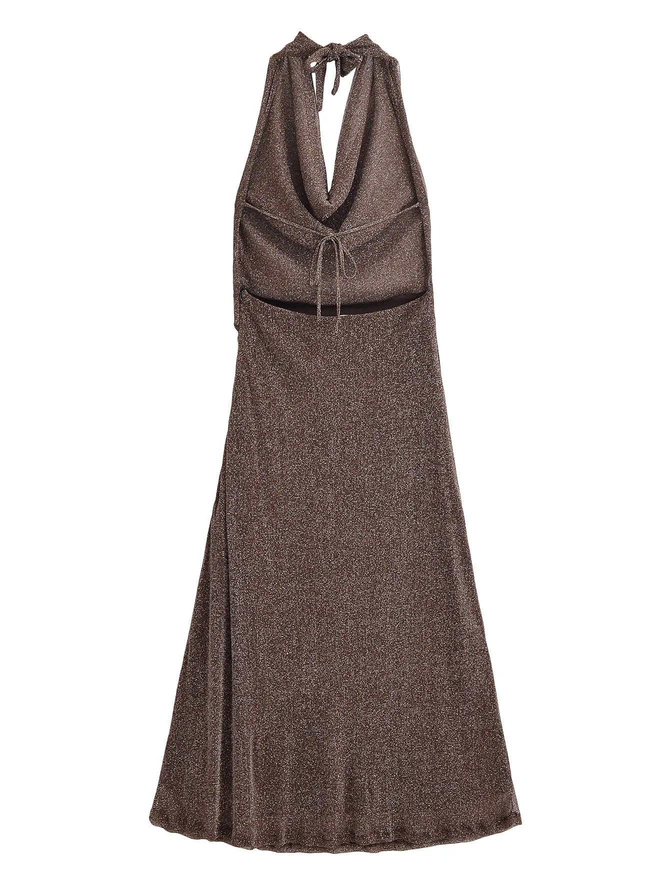 Women Clothing Autumn Backless Metallic Dress Bella Mia