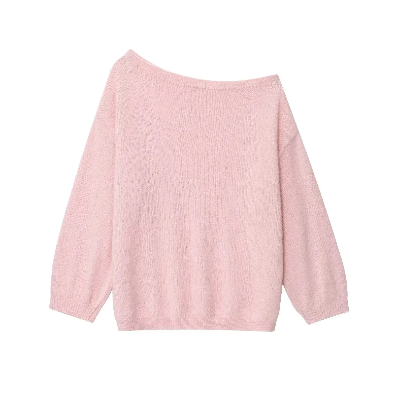 One Shoulder Loose Fit Sweater For Women Jersey Knit Acrylic Bella Mia