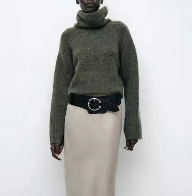 Women Clothing Winter Long Sleeve Stand Collar Basic Comfortable All Matching Sweater Bella Mia