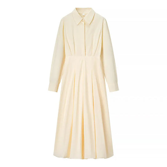 Women Clothing Graceful Fashionable Casual Cotton Solid Color Dress Bella Mia