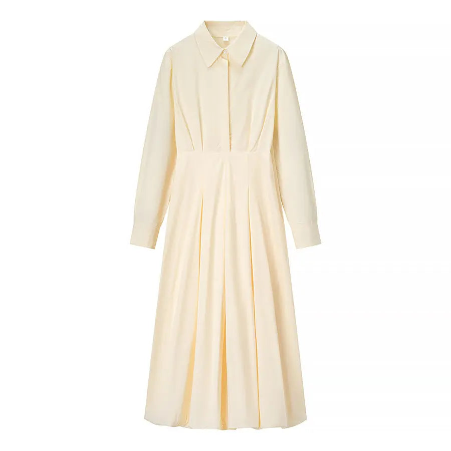 Women Clothing Graceful Fashionable Casual Cotton Solid Color Dress Bella Mia