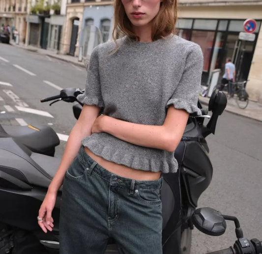 round Neck Solid Color Loose Pullover Niche Knitwear Bella Mia