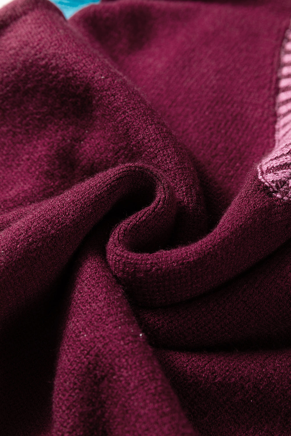 Burgundy Contrast Trim V Neck Short Sleeve Loose Sweater Dear-Lover Dropshipping