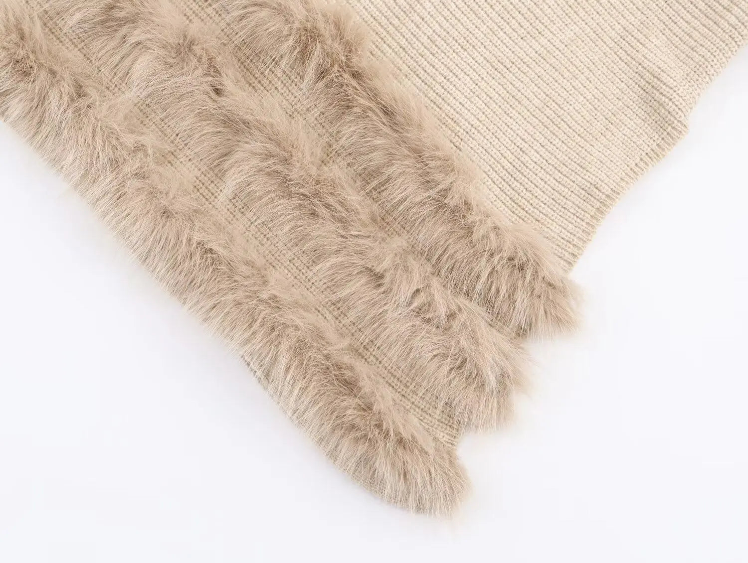 Irregular Asymmetric Turtleneck Long Sleeved Sweater Women Winter Furry Stitching Loose Sweater Top Bella Mia