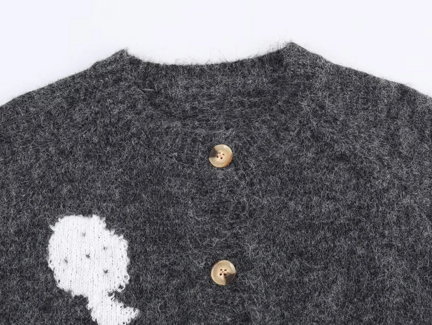 Mushroom Pattern Knitted Cardigan With Button Front Loose Fit Bella Mia