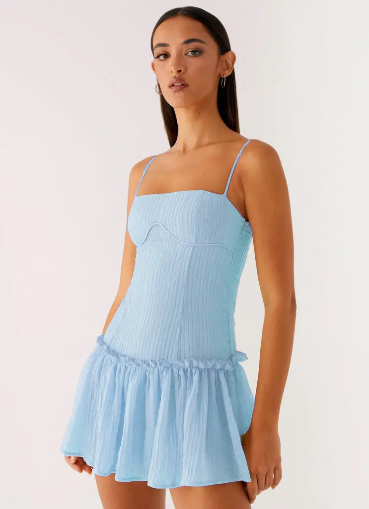 Elegant Women's Summer Cotton Spaghetti Strap Backless A-Line Short Dress Bella Mia