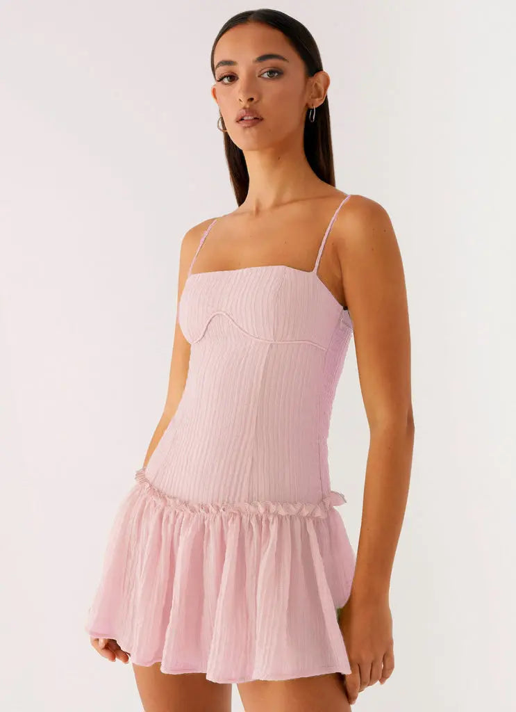 Elegant Women's Summer Cotton Spaghetti Strap Backless A-Line Short Dress Bella Mia