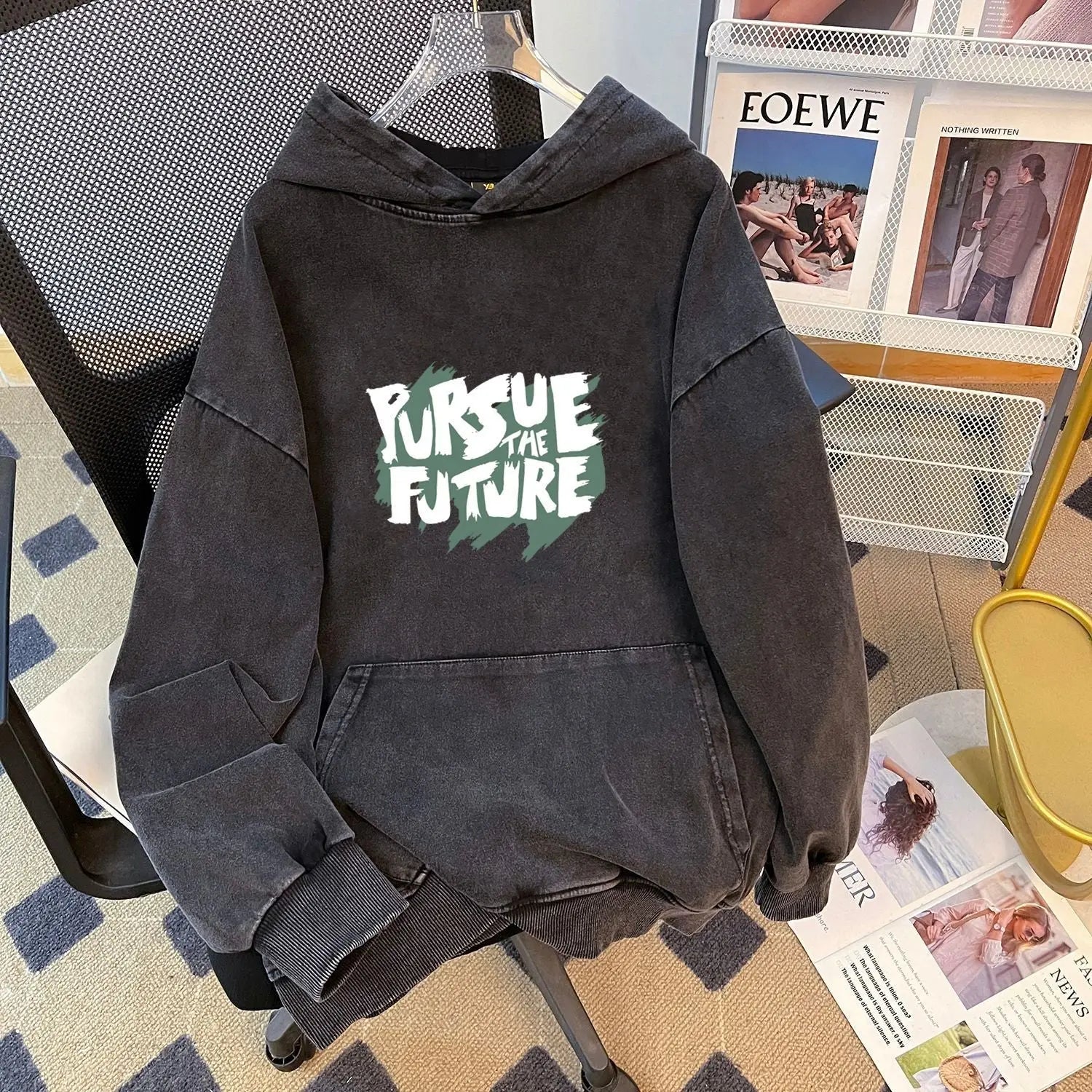 Internet Celebrity Dark Thickened Composite Sweater Women Niche round Neck All Matching Washed Worn Loose Top Bella Mia